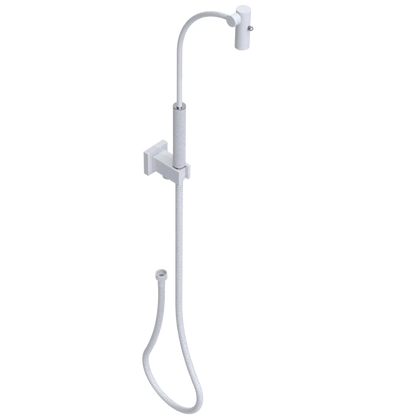 Rubinet Hand Held Shower Bidet with Extended Reach & Dual Function Spray Including Wall Bracket with Supply & Hose (Square) White
