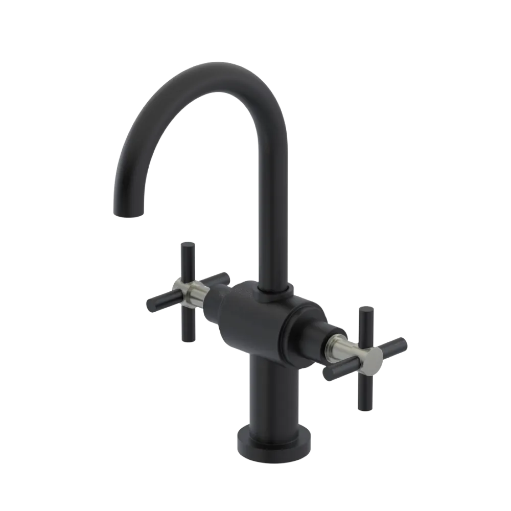 Rubinet Single Hole Dual Handle Lav. Set with LaSalle Spout (less drain) Matt Black
