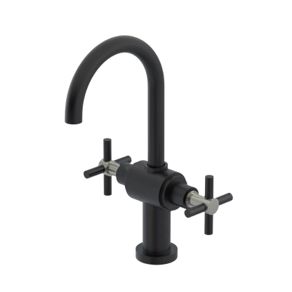 Rubinet Single Hole Dual Handle Lav. Set with LaSalle Spout (less drain) Matt Black