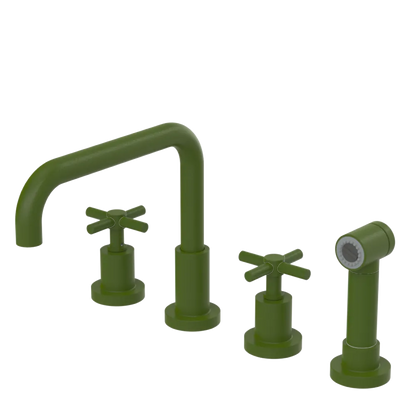 Rubinet Widespread Kitchen Set with Hand Spray Green Envy
