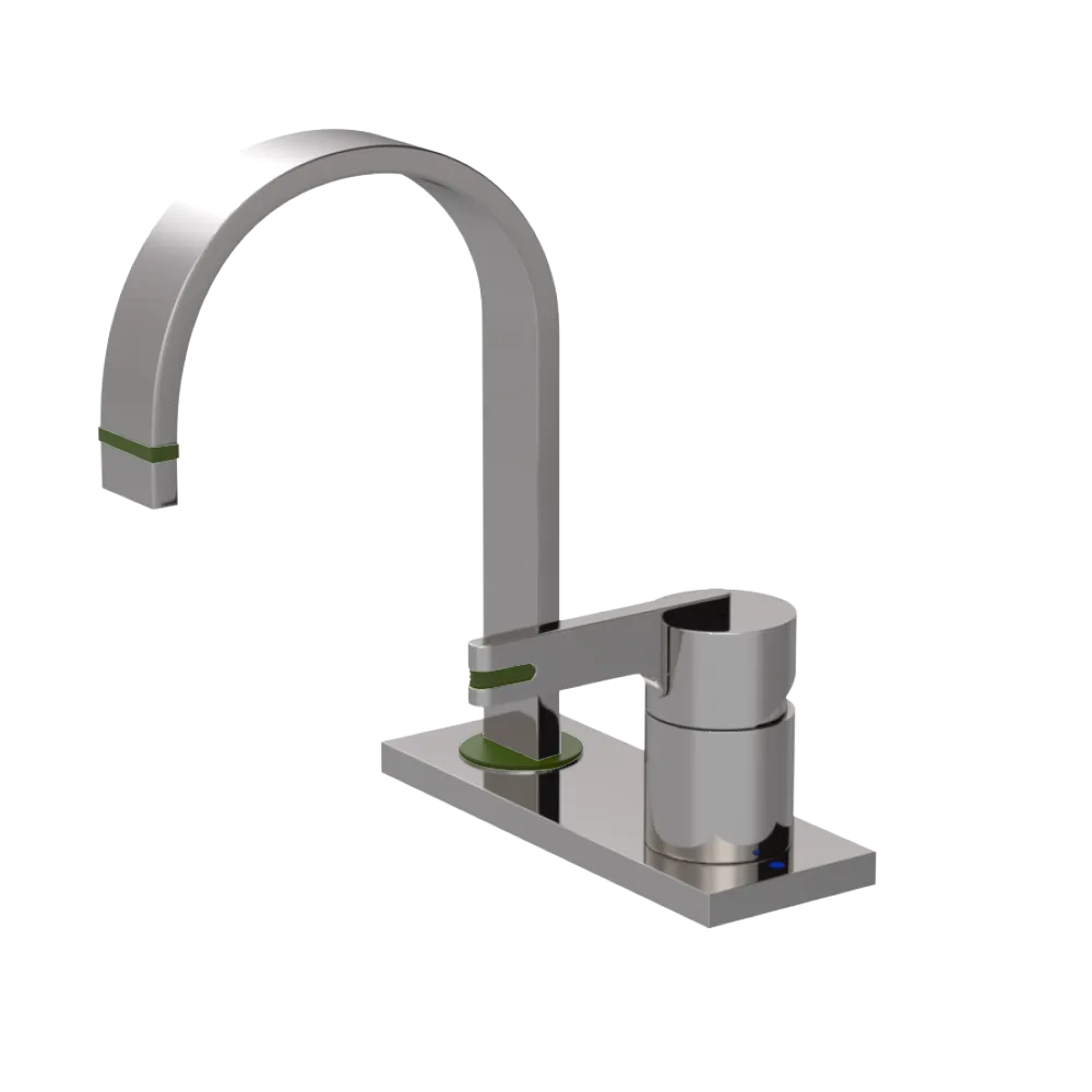 Rubinet 4" Centre Single Control Lav. Set (less drain) Polished Nickel