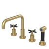 Rubinet Widespread Kitchen Set with Hand Spray Satin Brass