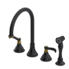 Rubinet Widespread Kitchen Set with Hand Spray Matt Black