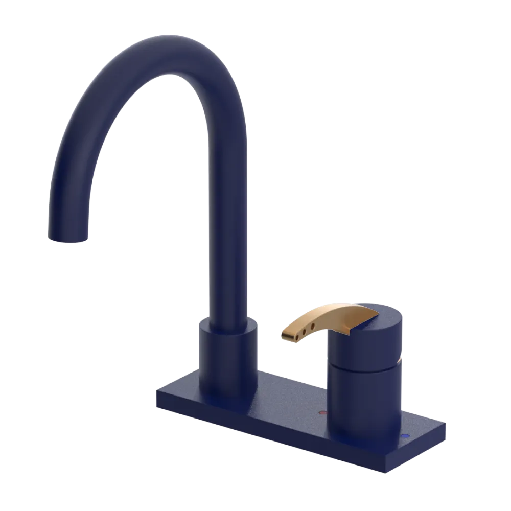 Rubinet 4" Centre Single Control Lav. Set. (less drain) Midnight Blue