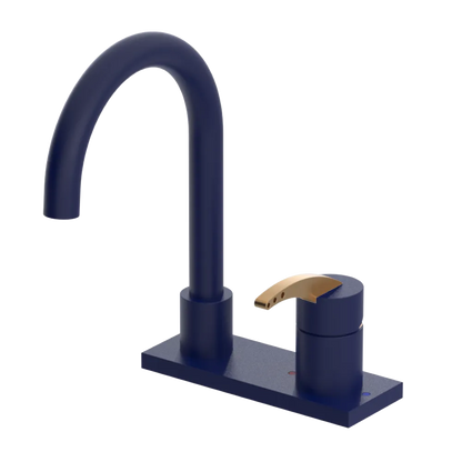 Rubinet 4" Centre Single Control Lav. Set. (less drain) Midnight Blue