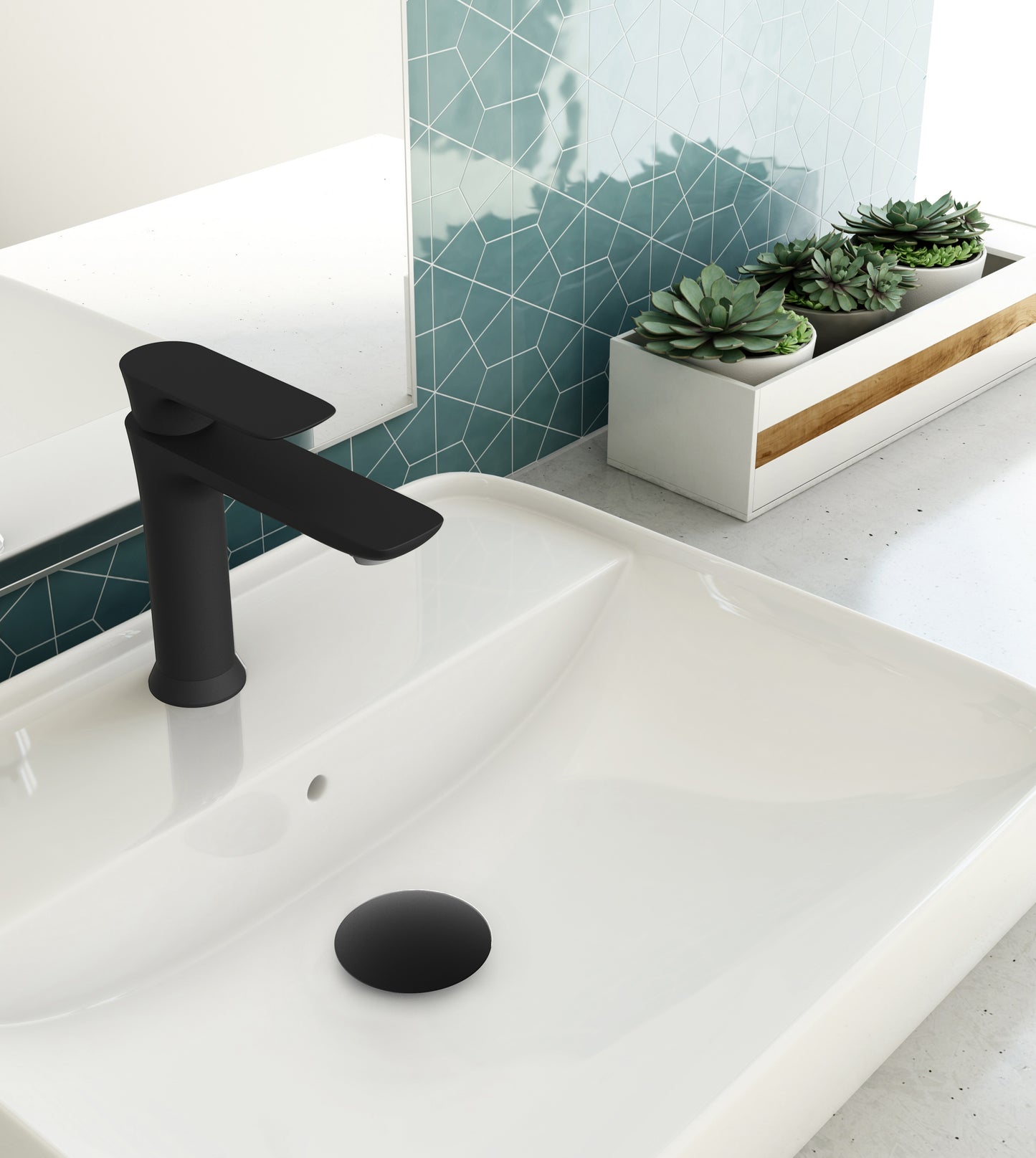 Baril Single-hole lavatory faucet, drain included