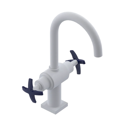 Rubinet Single Hole Dual Handle Lav. Set. (less drain) Matt White