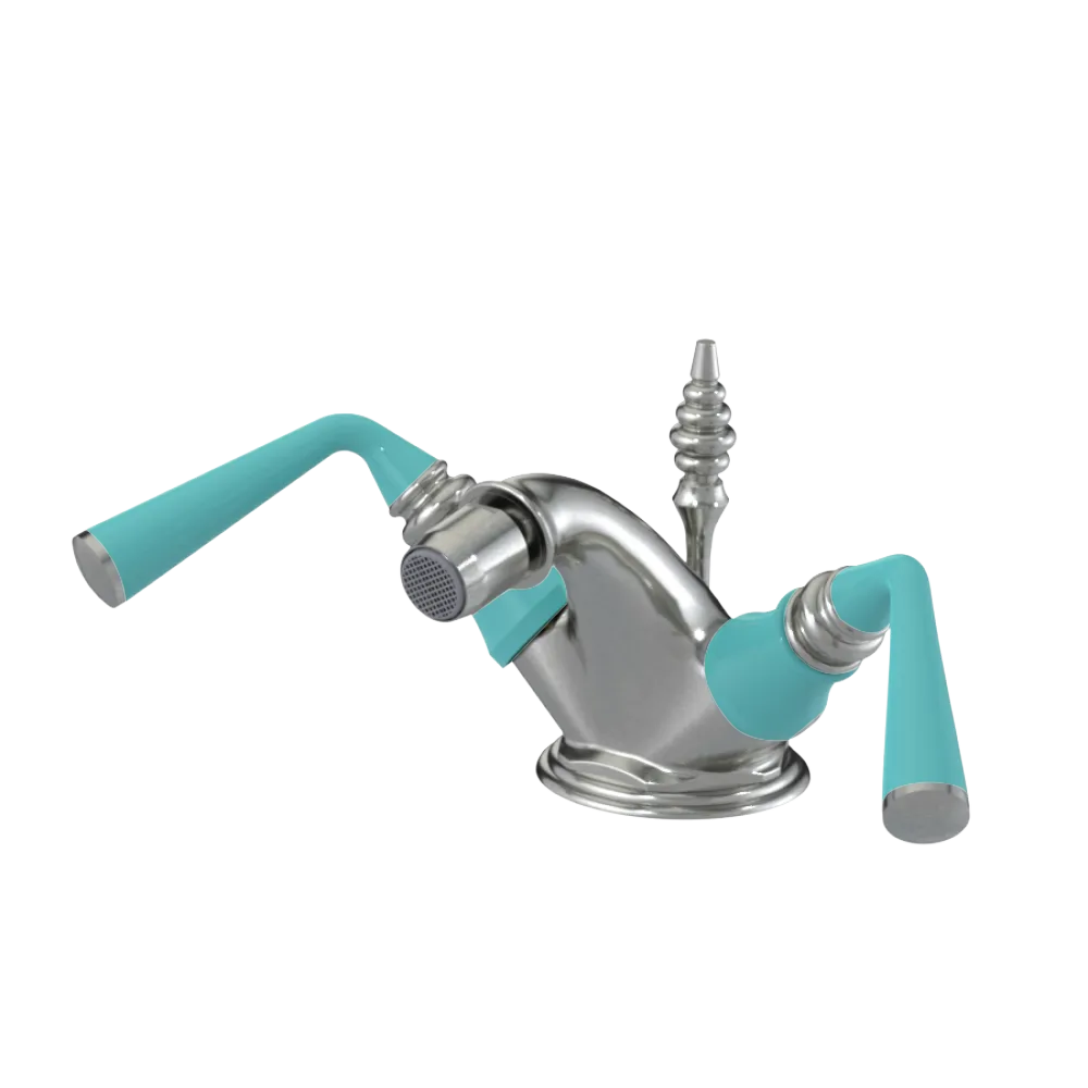 Rubinet Single Hole Dual Handle Bidet Fitting (Less Drain) Satin Nickel