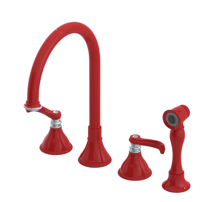 Rubinet Widespread Kitchen Set with Hand Spray Red