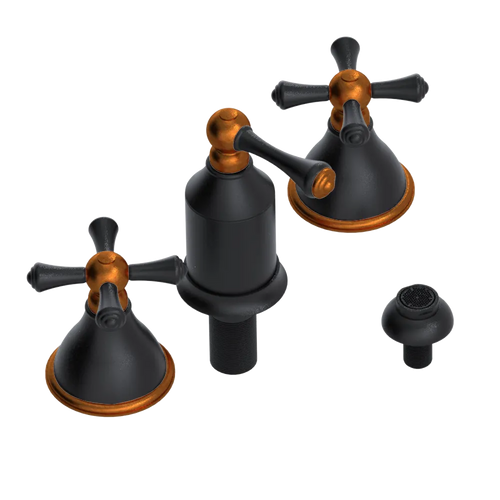 Rubinet Bidet Fitting with Spray, Diverter, and Vacum Breaker (Less Drain) Matt Black