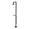 Rubinet Pressure Balance Outdoor Shower with Foot Rinse & 10" Shower Head (with shelf) - 304 Stainless Steel Black