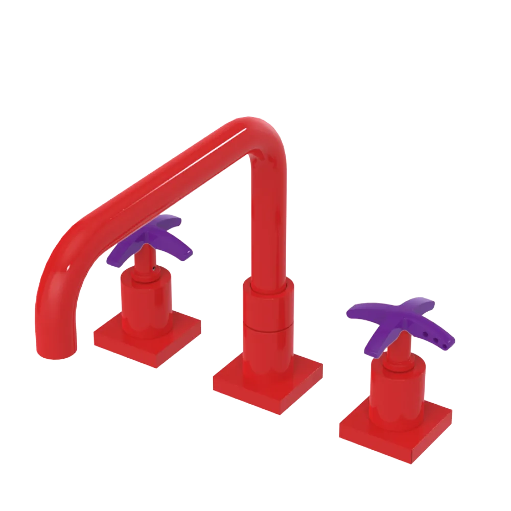Rubinet Widespread Kitchen Set with Genesis Spout Red
