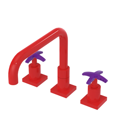 Rubinet Widespread Kitchen Set with Genesis Spout Red