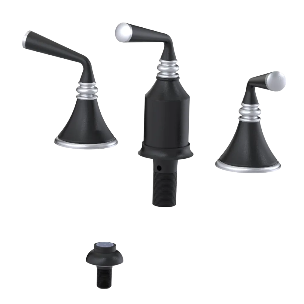 Rubinet Bidet Fitting with Spray, Diverter, and Vacum Breaker (Less Drain) Matt Black