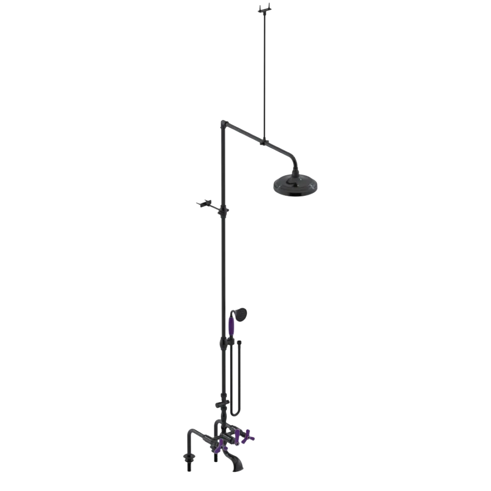 Rubinet Deck Mount Tub & Shower with Hand Held Shower Black