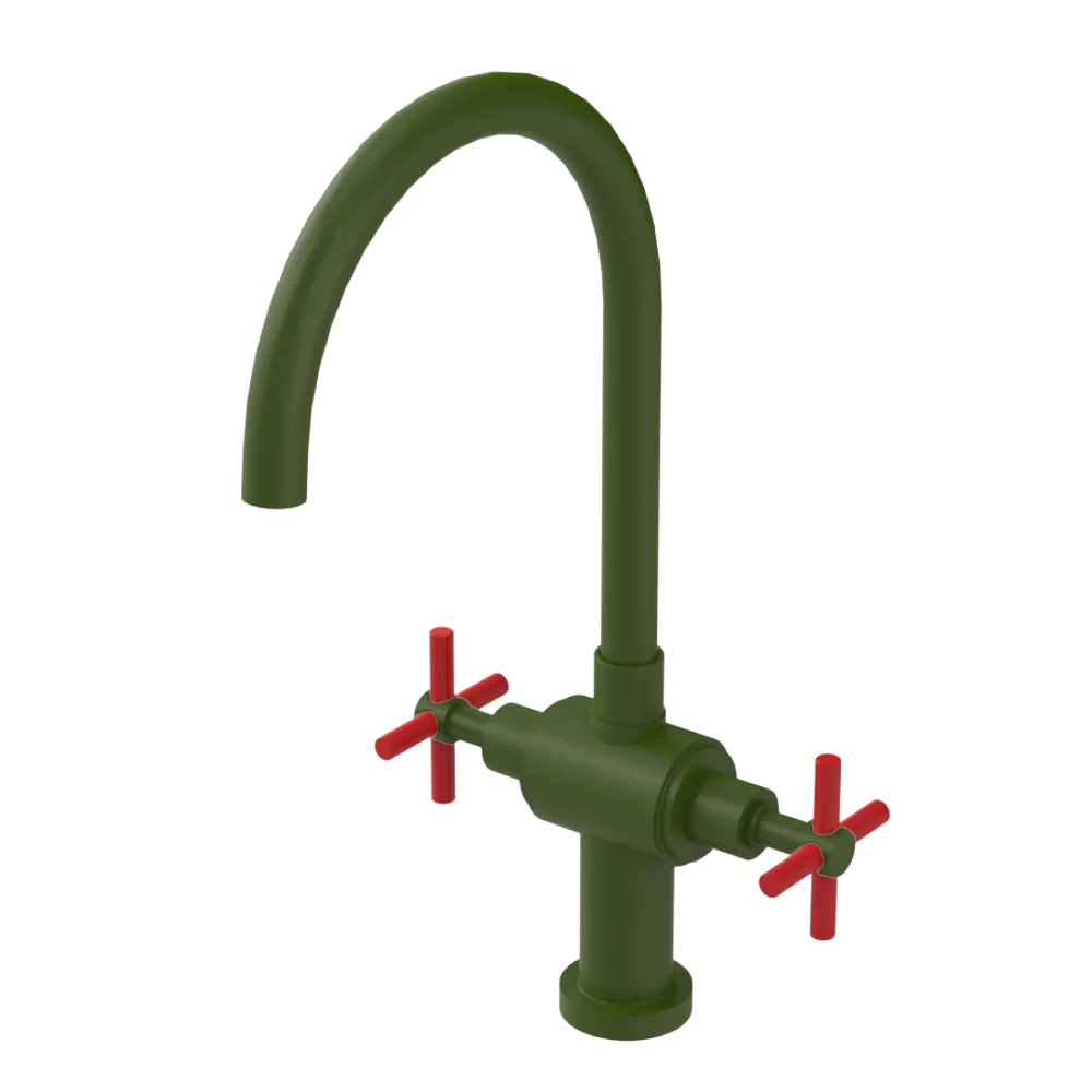 Rubinet Two Handle Single Hole Kitchen Set with LaSalle Spout Green Envy