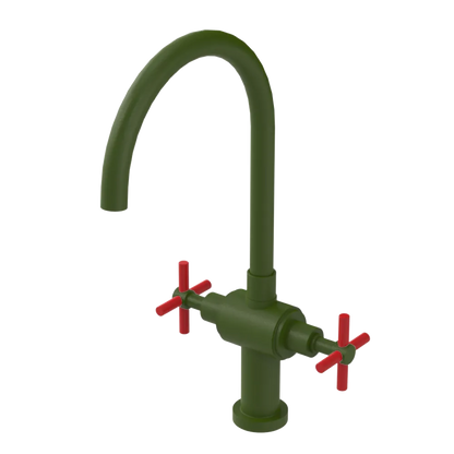 Rubinet Two Handle Single Hole Kitchen Set with LaSalle Spout Green Envy
