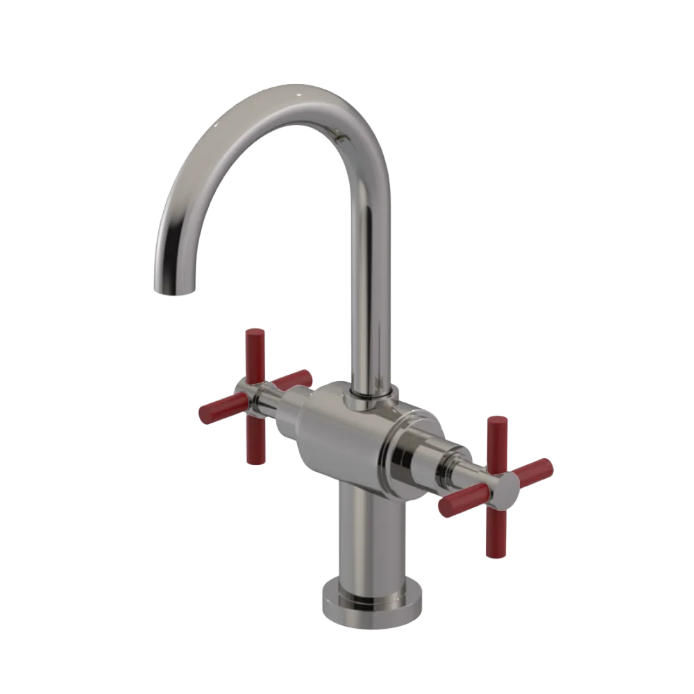 Rubinet Single Hole Dual Handle Lav. Set with LaSalle Spout (less drain) Polished Nickel