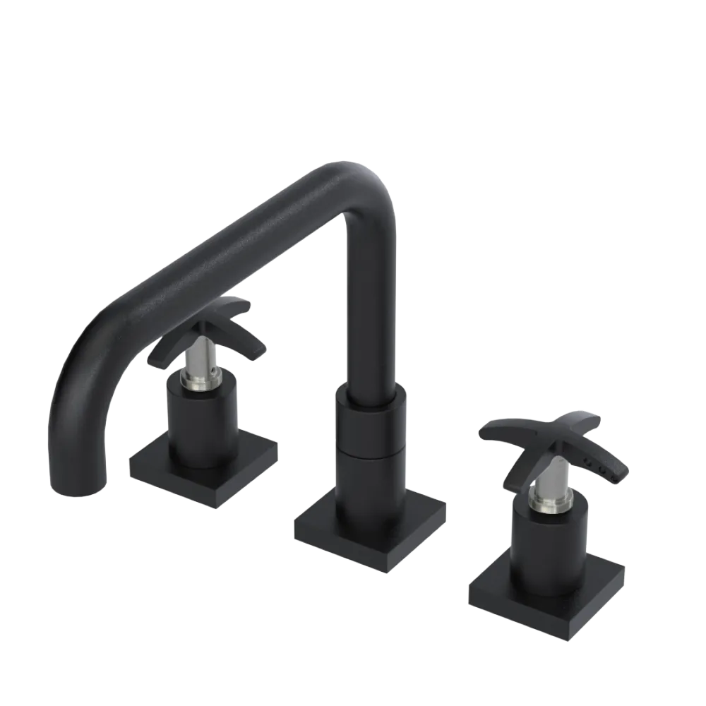 Rubinet Widespread Kitchen Set with Genesis Spout Matt Black