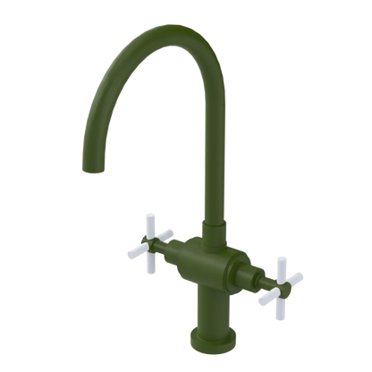 Rubinet Two Handle Single Hole Kitchen Set with LaSalle Spout Green Envy