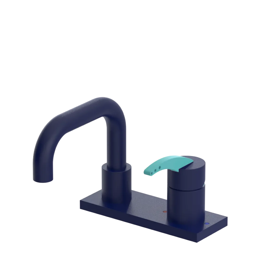 Rubinet 4" Centre Single Control Lav. Set. with Genesis spout (less drain) Midnight Blue