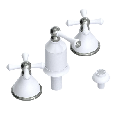 Rubinet Bidet Fitting with Spray, Diverter, and Vacum Breaker (Less Drain) White