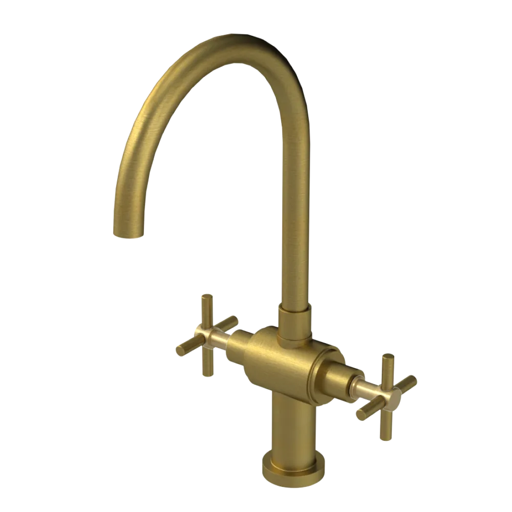 Rubinet Two Handle Single Hole Kitchen Set with LaSalle Spout Antique Brass Matt