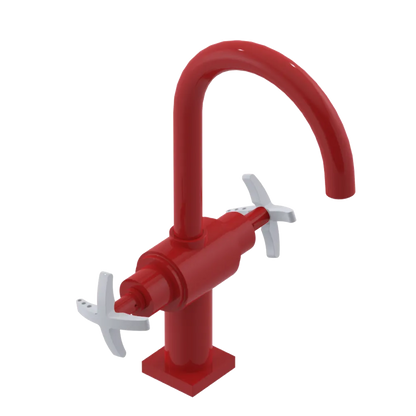 Rubinet Single Hole Dual Handle Lav. Set. (less drain) Red