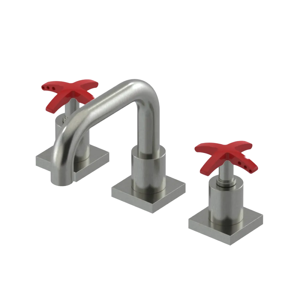 Rubinet Widespread Lav. Set. with Genesis spout (less drain) Satin Nickel