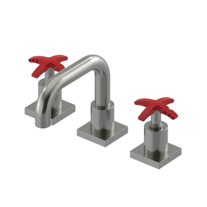 Rubinet Widespread Lav. Set. with Genesis spout (less drain) Satin Nickel