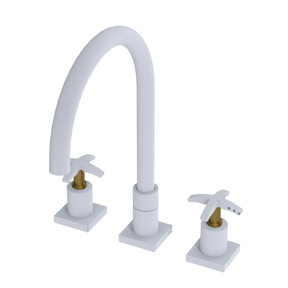 Rubinet Widespread Kitchen Set Matt White