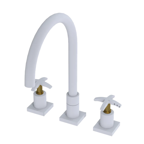 Rubinet Widespread Kitchen Set Matt White