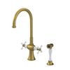 Rubinet Two Handle Single Hole Kitchen Set with Hand Spray Antique Brass Matt