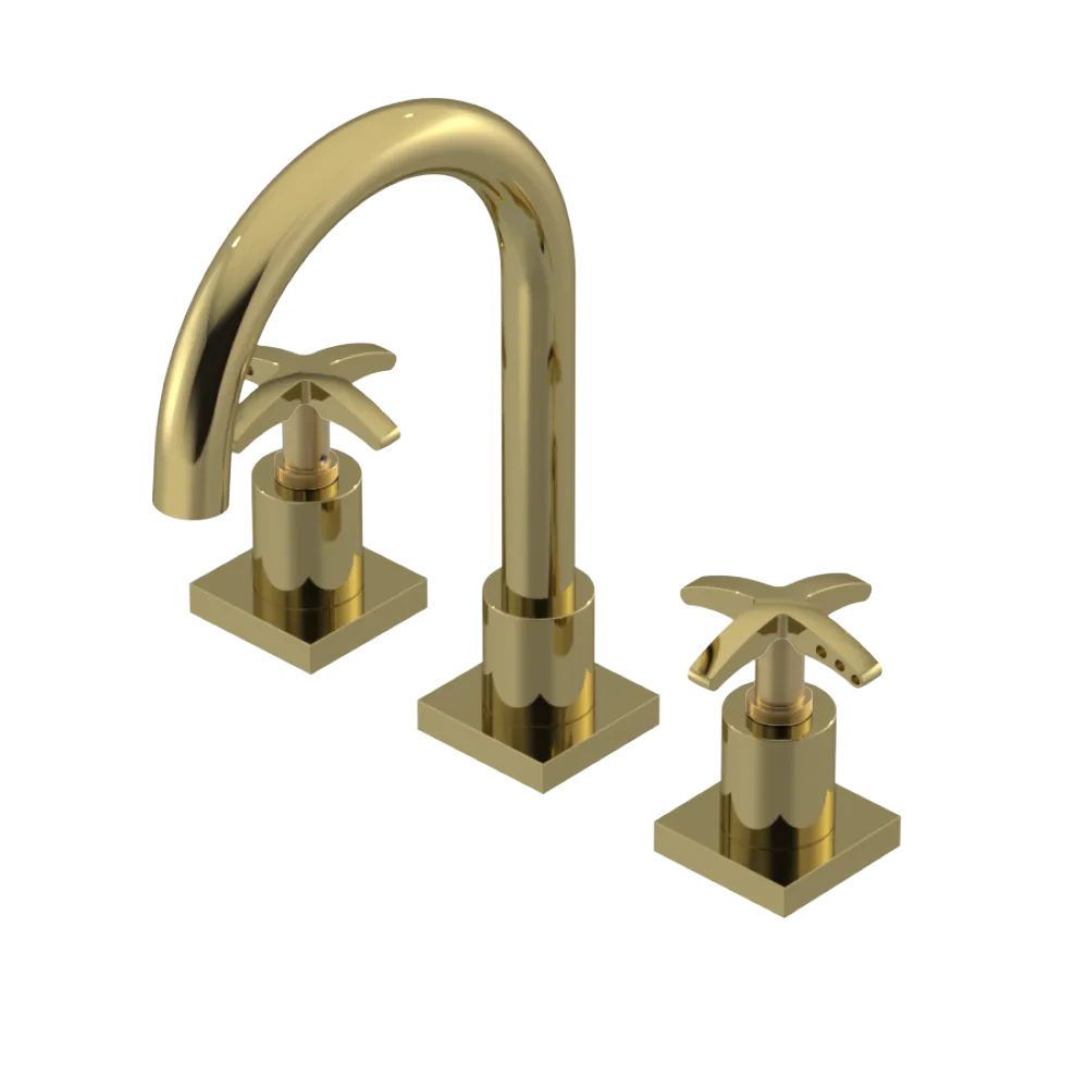 Rubinet Widespread Lav. Set. (less drain) Natural Brass