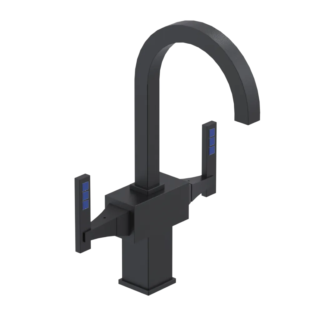 Rubinet Single Hole Dual Handle Lav. Set. (less drain) Matt Black