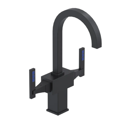 Rubinet Single Hole Dual Handle Lav. Set. (less drain) Matt Black