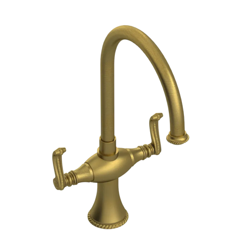 Rubinet Two Handle Single Hole Kitchen Set Antique Brass Matt