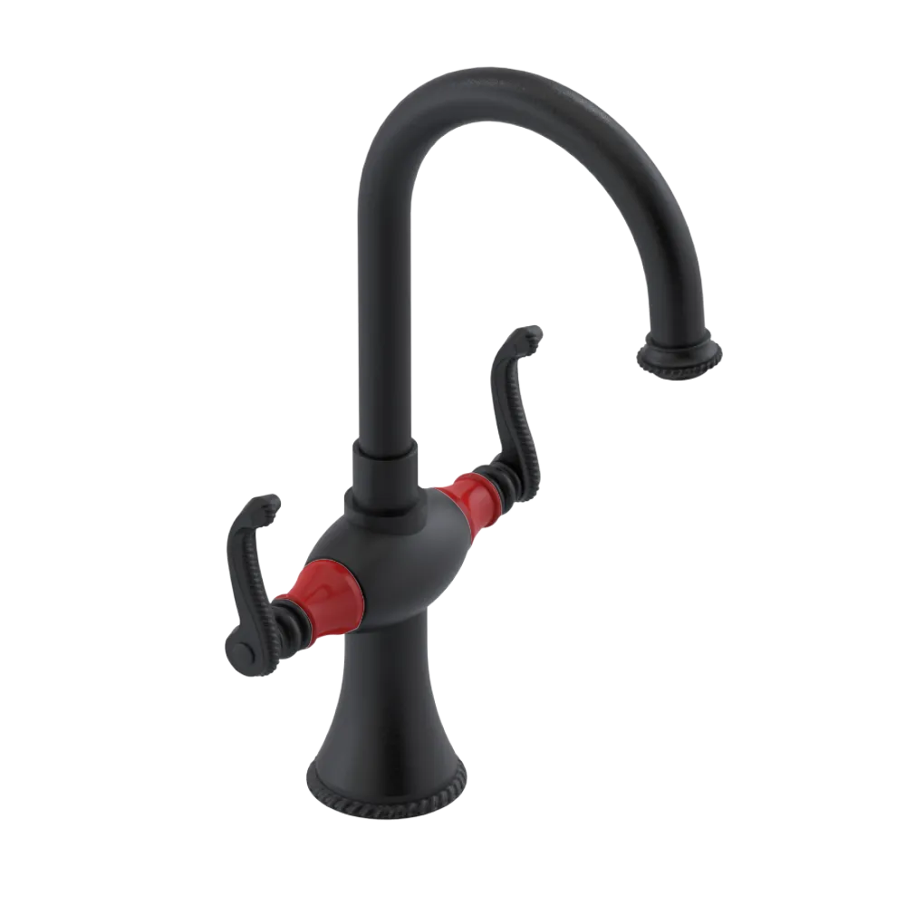 Rubinet Single Hole Dual Handle Lav. Set. (less drain) Matt Black