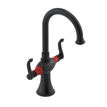 Rubinet Single Hole Dual Handle Lav. Set. (less drain) Matt Black