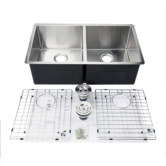 33" x 19" Kitchen Sink-Double Bowls - Golzar Home