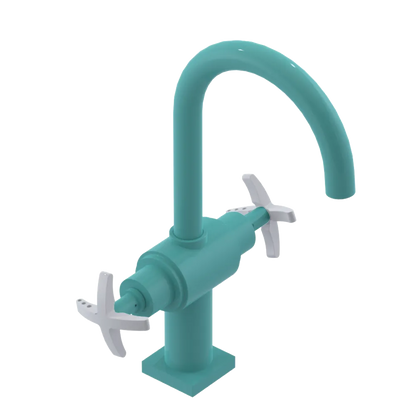 Rubinet Single Hole Dual Handle Lav. Set. (less drain) Aqua