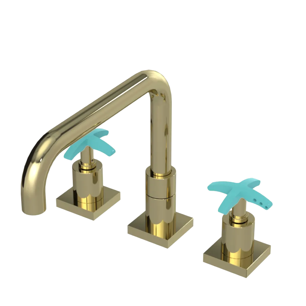 Rubinet Widespread Kitchen Set with Genesis Spout Gold