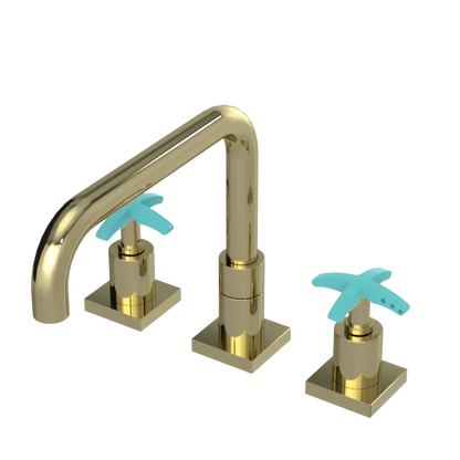 Rubinet Widespread Kitchen Set with Genesis Spout Gold