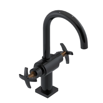 Rubinet Single Hole Dual Handle Lav. Set. (less drain) Black