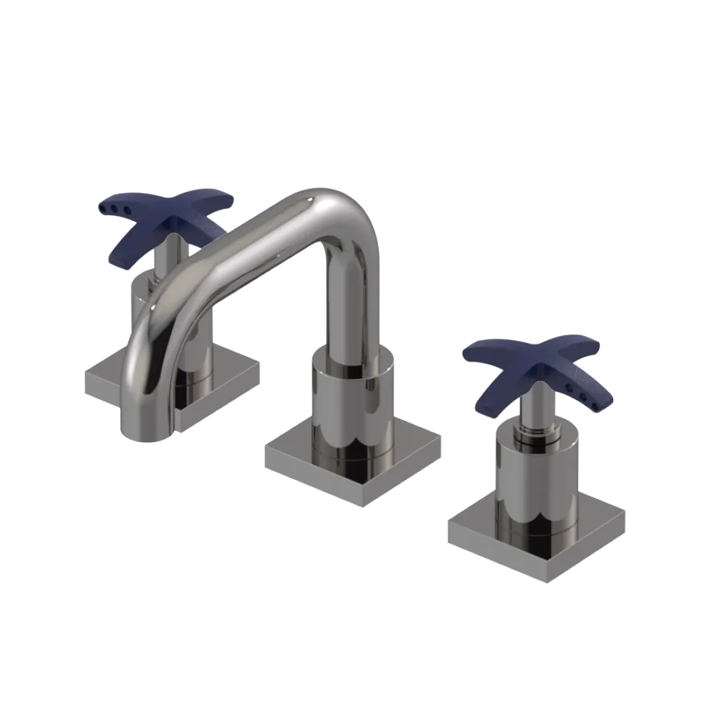 Rubinet Widespread Lav. Set. with Genesis spout (less drain) Polished Nickel
