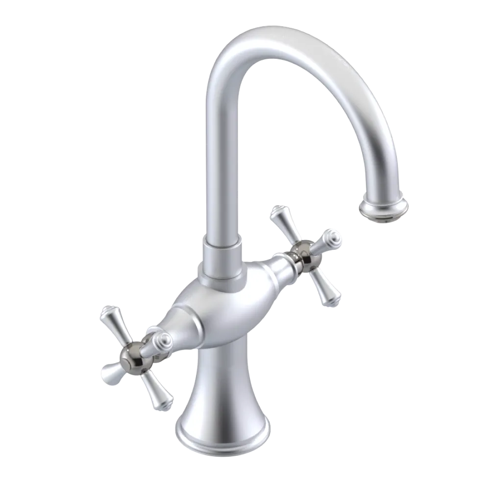 Rubinet Single Hole Dual Handle Lav. Set. (less drain) Satin Chrome