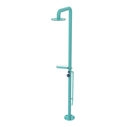 Rubinet Pressure Balance Outdoor Shower with Foot Rinse & 10" Shower Head (with shelf) - 304 Stainless Steel Aqua