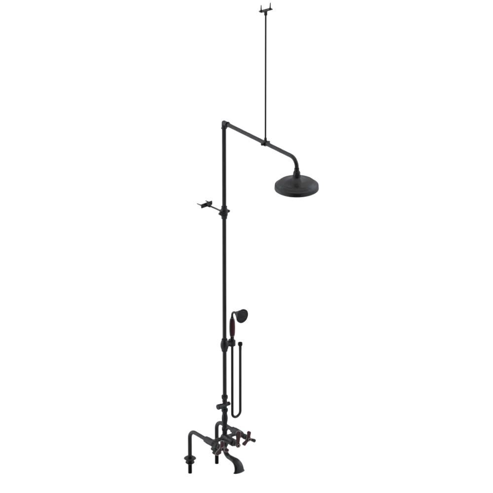 Rubinet Deck Mount Tub & Shower with Hand Held Shower Matt Black