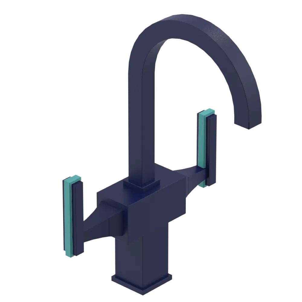 Rubinet Single Hole Dual Handle Lav. Set. (less drain) Midnight Blue