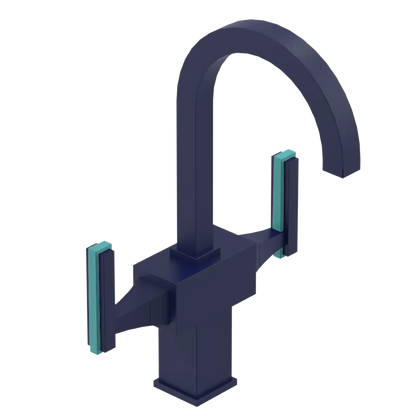 Rubinet Single Hole Dual Handle Lav. Set. (less drain) Midnight Blue